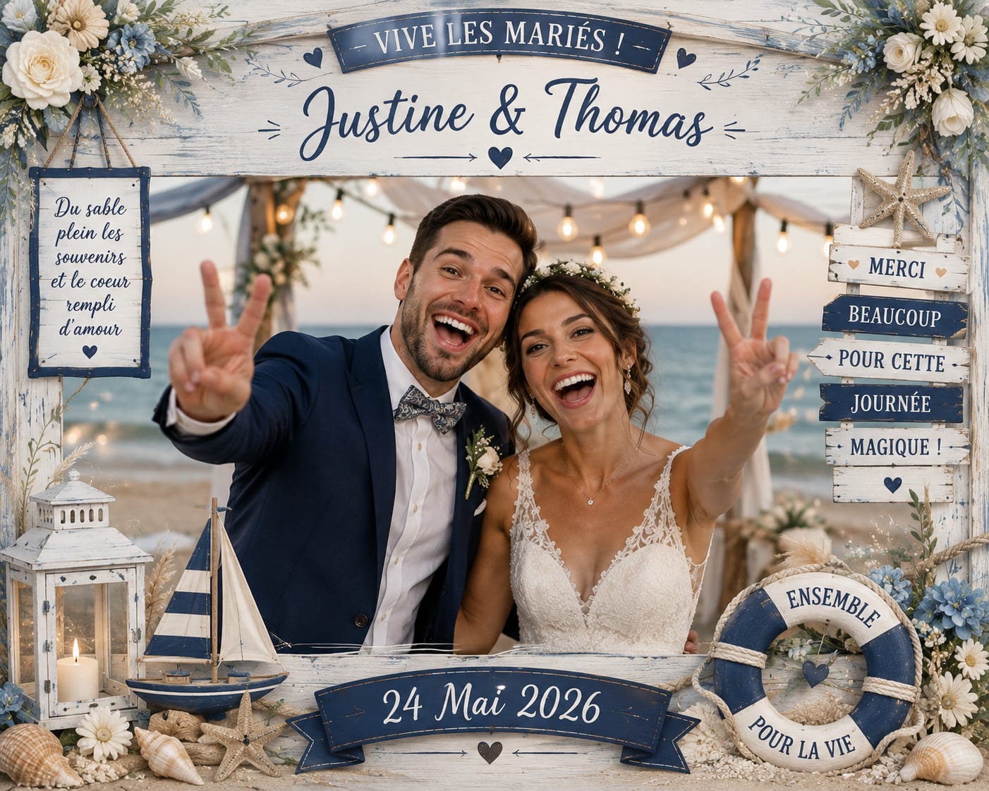 Exemple de cadre photobooth mariage bord de mer