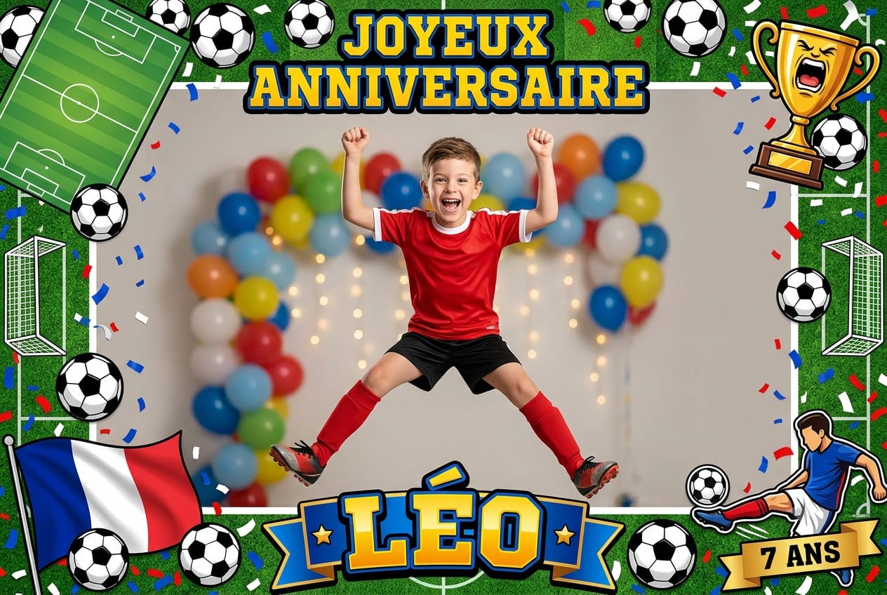 Cadre photobooth anniversaire enfant football