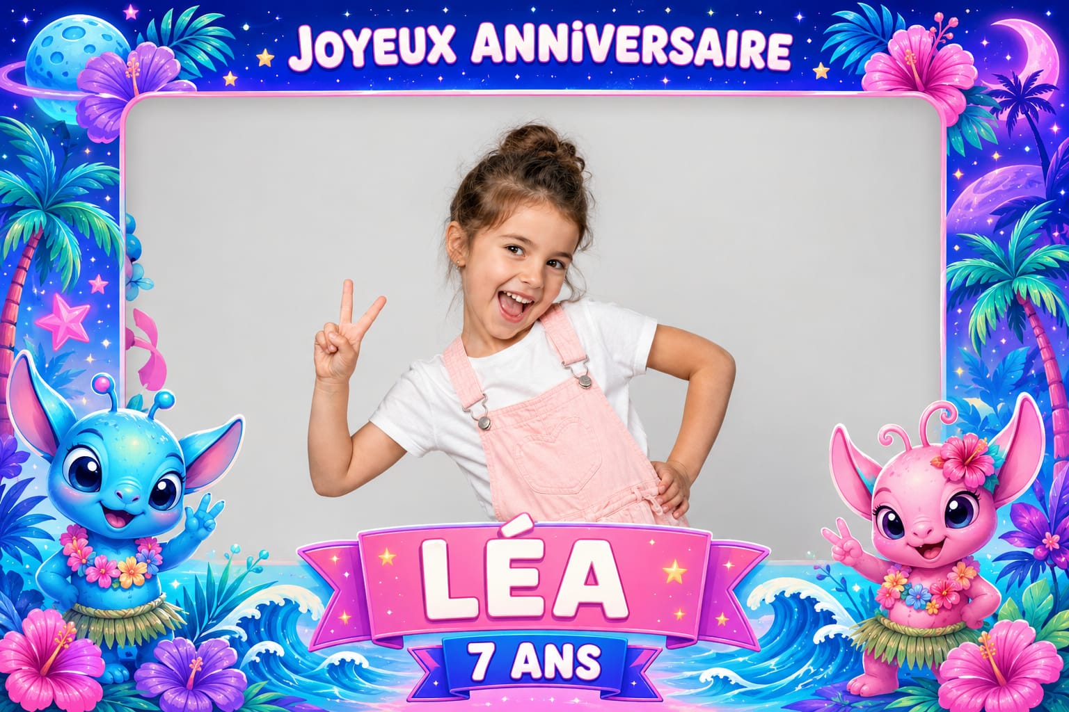 Cadre photobooth anniversaire enfant tropical