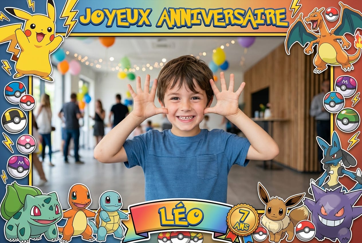 Cadre photobooth anniversaire enfant créatures fantastiques